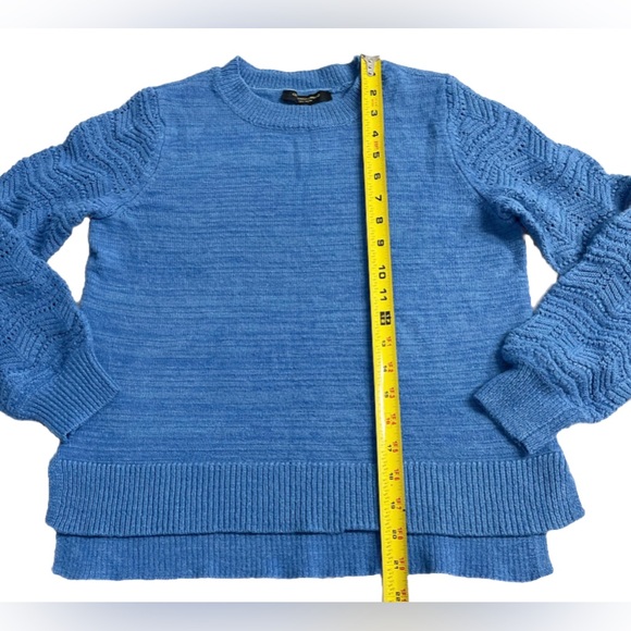 Christian Siriano New York Blue Knit Sweater Women’s S Textured Sleeve Pullover - Picture 7 of 9